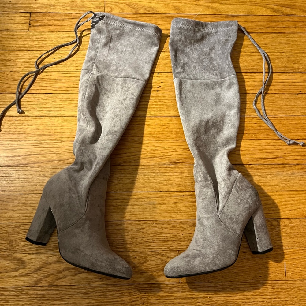 Grey Over the knee boots!